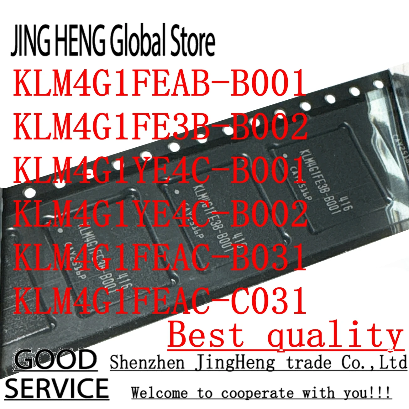 1PCS 100% test 4GB KLM4G1FEAB-B001 KLM4G1FE3B-B002 KLM4G1YE4C-B001 KLM4G1YE4C-B002 KLM4G1FEAC-B031 KLM4G1FEAC-C031 BGA Chipset