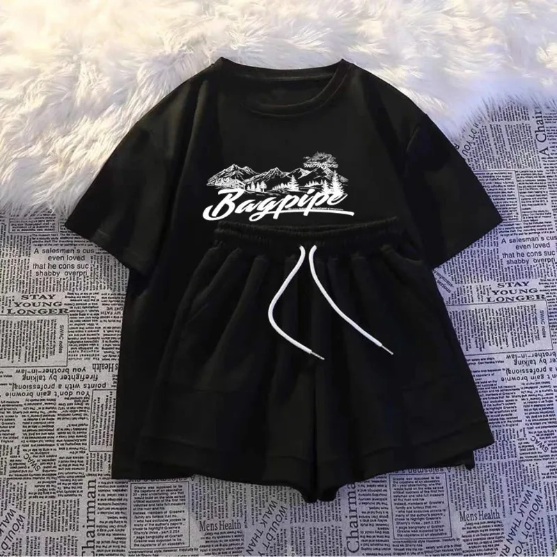 

Женские шорты, комплекты из двух предметов, спортивная одежда для отдыха, новые летние свободные футболки с короткими рукавами, спортивные костюмы для женщин, одинаковые комплекты