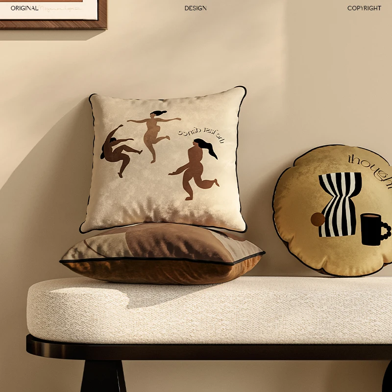 Nordic Cushion Cover Designer Pillowcase,Soft Velvet,Hand Feeling,Light Luxury Home Decoration,Bed Sofa Couch,Coffee Square