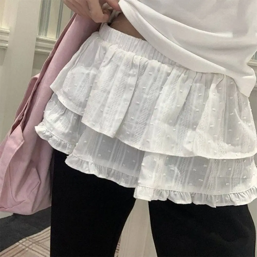 

New Embroidered Flower Lace Mini Skirt Y2K Streetwear See Through Lace Up Ruffles Skirt Harajuku Butt Curtain Jeans Decoration