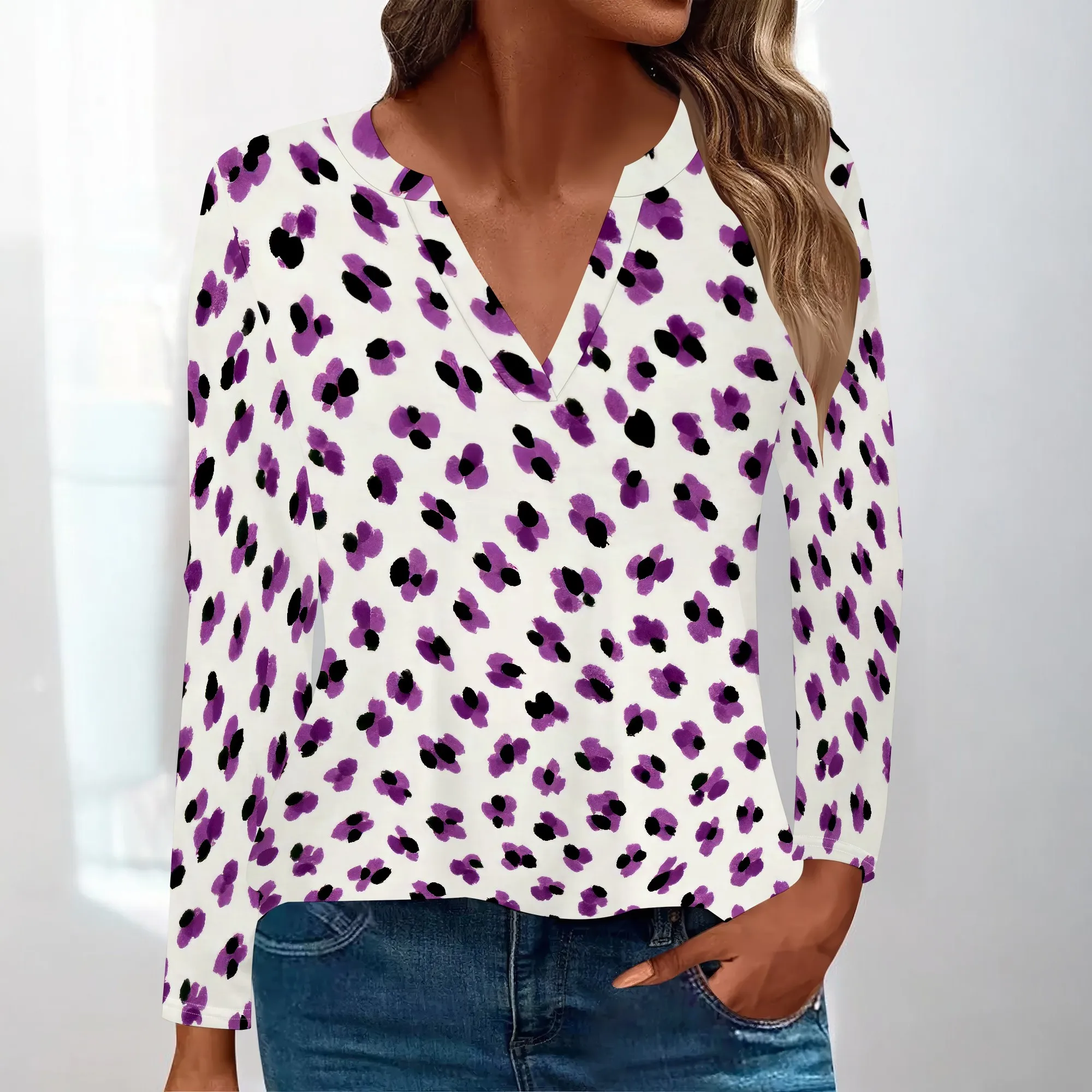 2025 Summer Puff Short Sleeve Shirts for Women Loose Fit Eyelet T Shirt Notch V Neck Tunic Blouse Hollow Out Work Tops