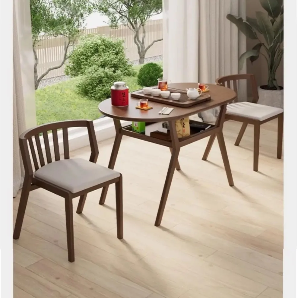 Balcony tea table and chair combination three-piece set is suitable for home solid wood
