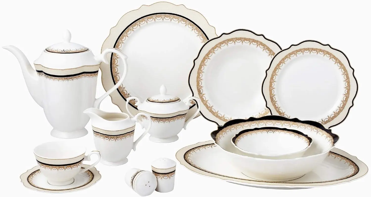 57-Piece Bone China Dinnerware Set, Complete Service for 8