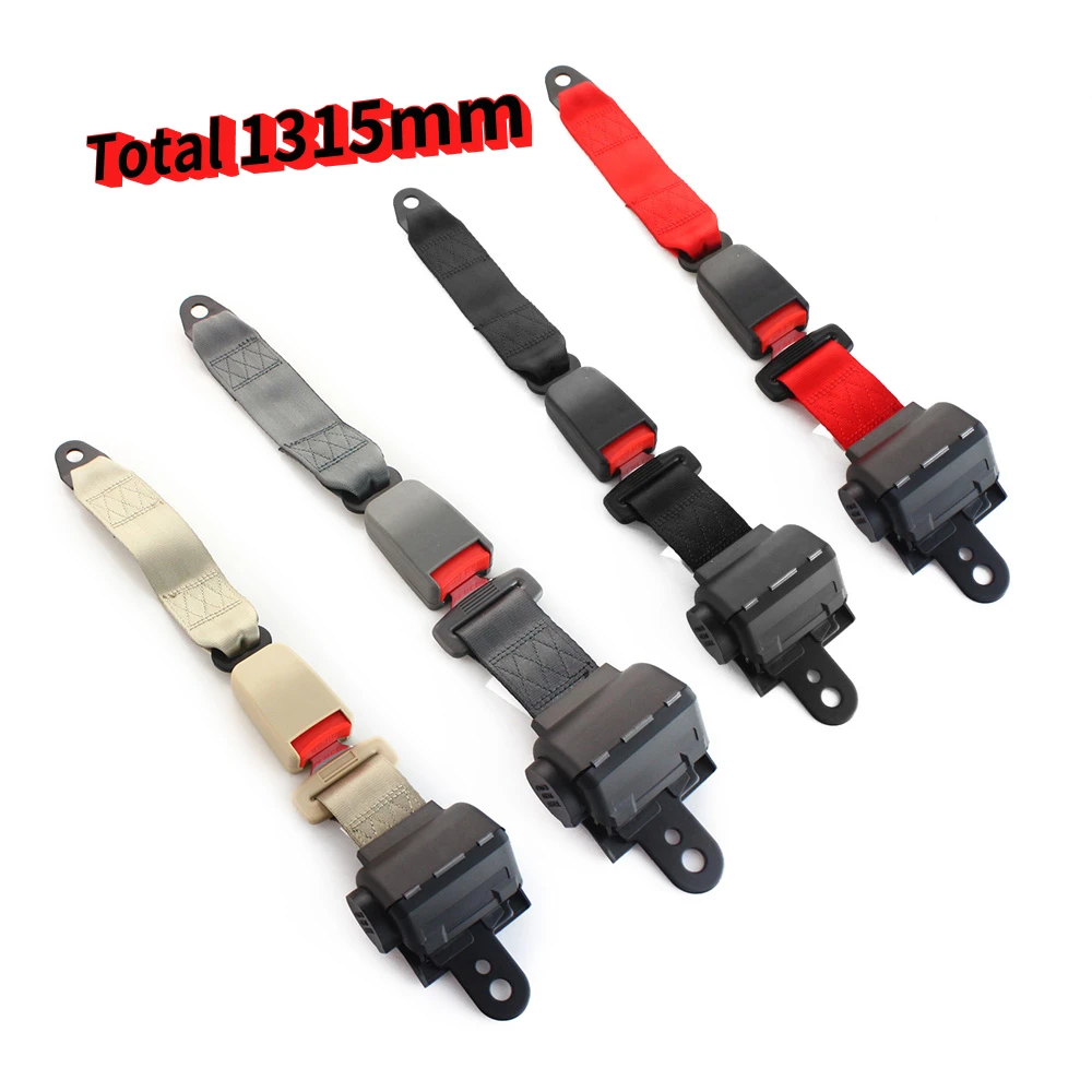 1315mm 2 Point Car Seat Belts Adujstable Safety Belt Shoulder Seatbelt with Automatic Locking Retractors Universal Black Red