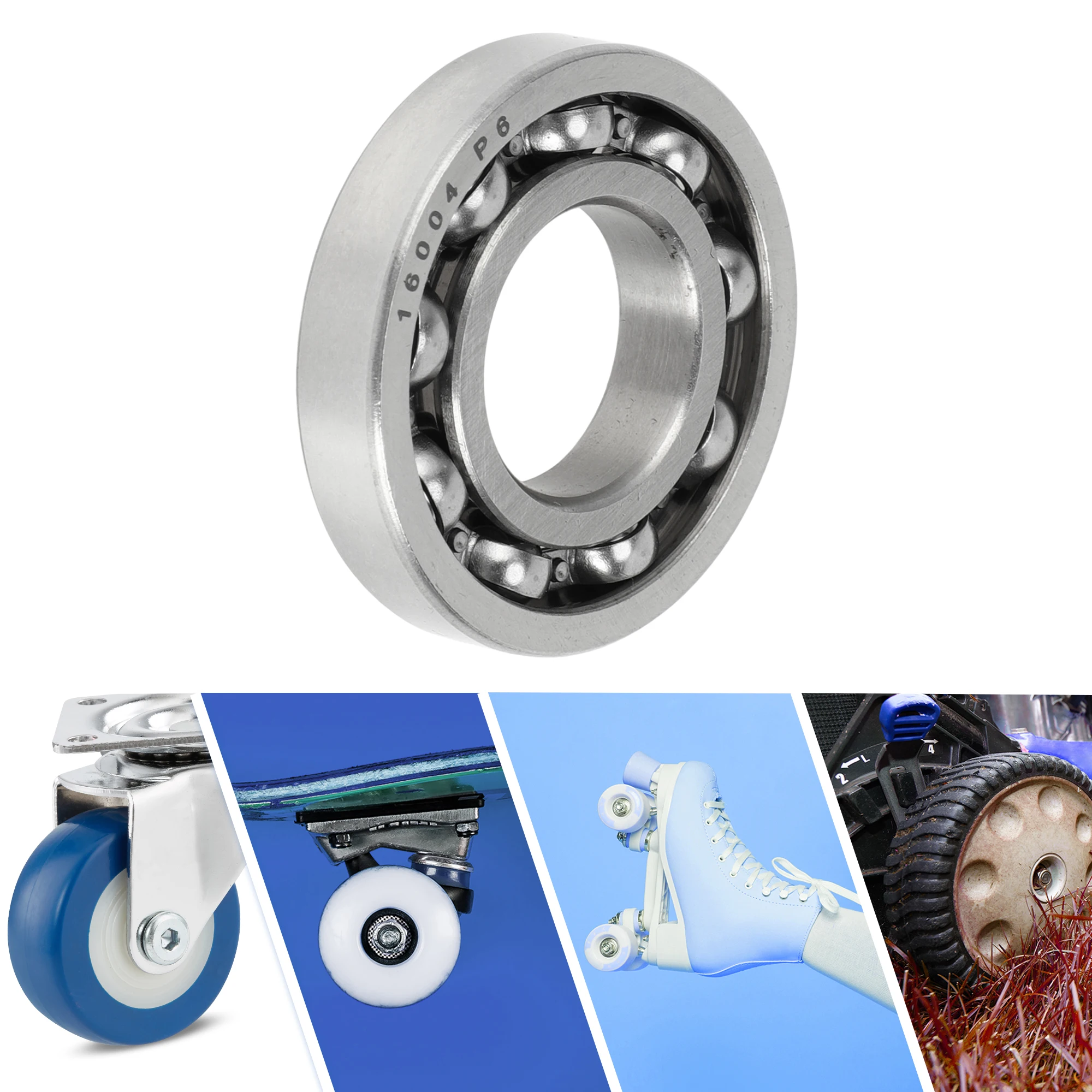Motoforti 16004 Deep Groove Ball Bearings P6 20x42x8mm Lubricated Bearings Open Type Silver Tone Scooter Skateboard Wheel