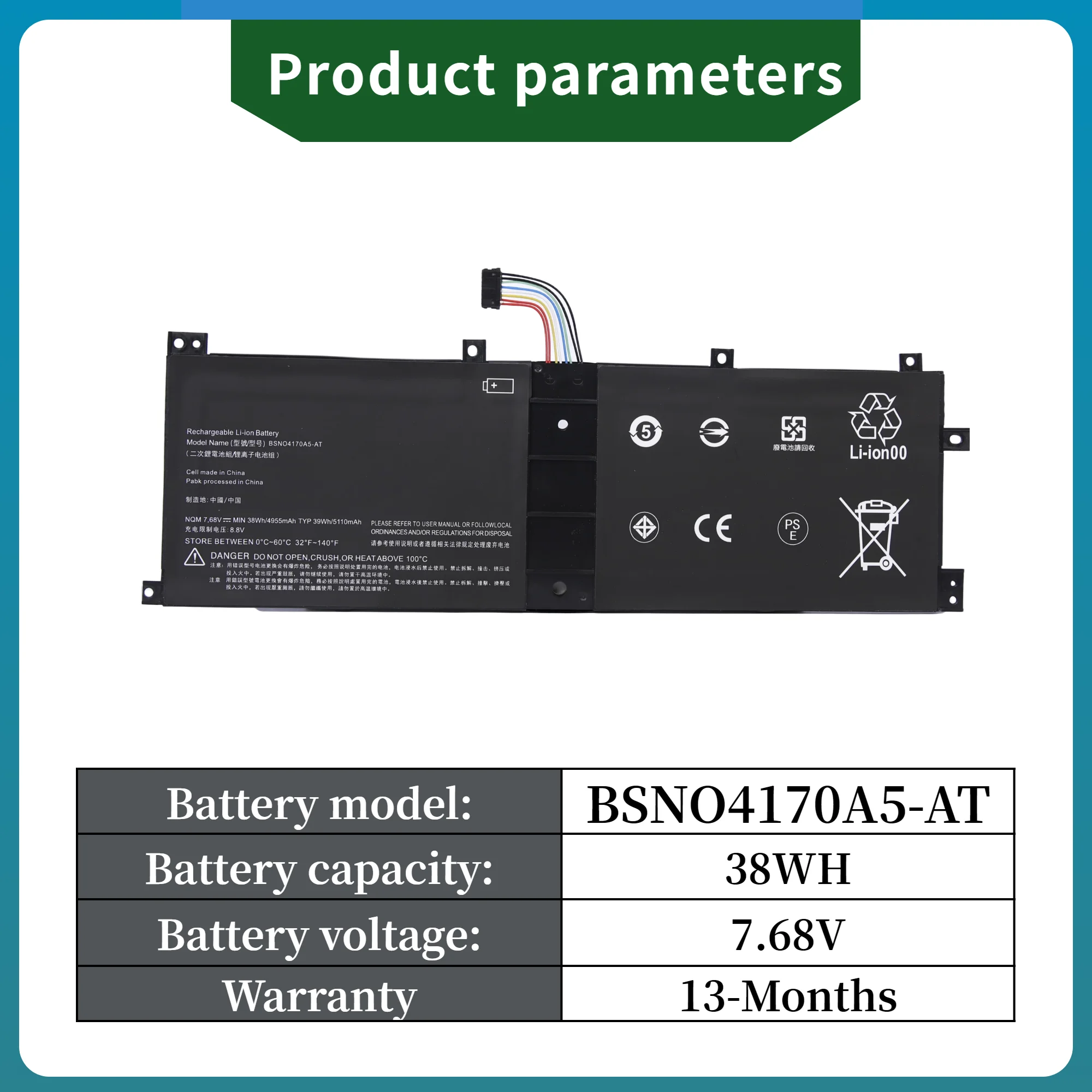 Factory Direct! BSNO4170A5-AT Laptop Battery For Lenovo Miix 510-12ISK 520-12IKB BSNO4170A5-LH 525-12IKB LH5B10L67278