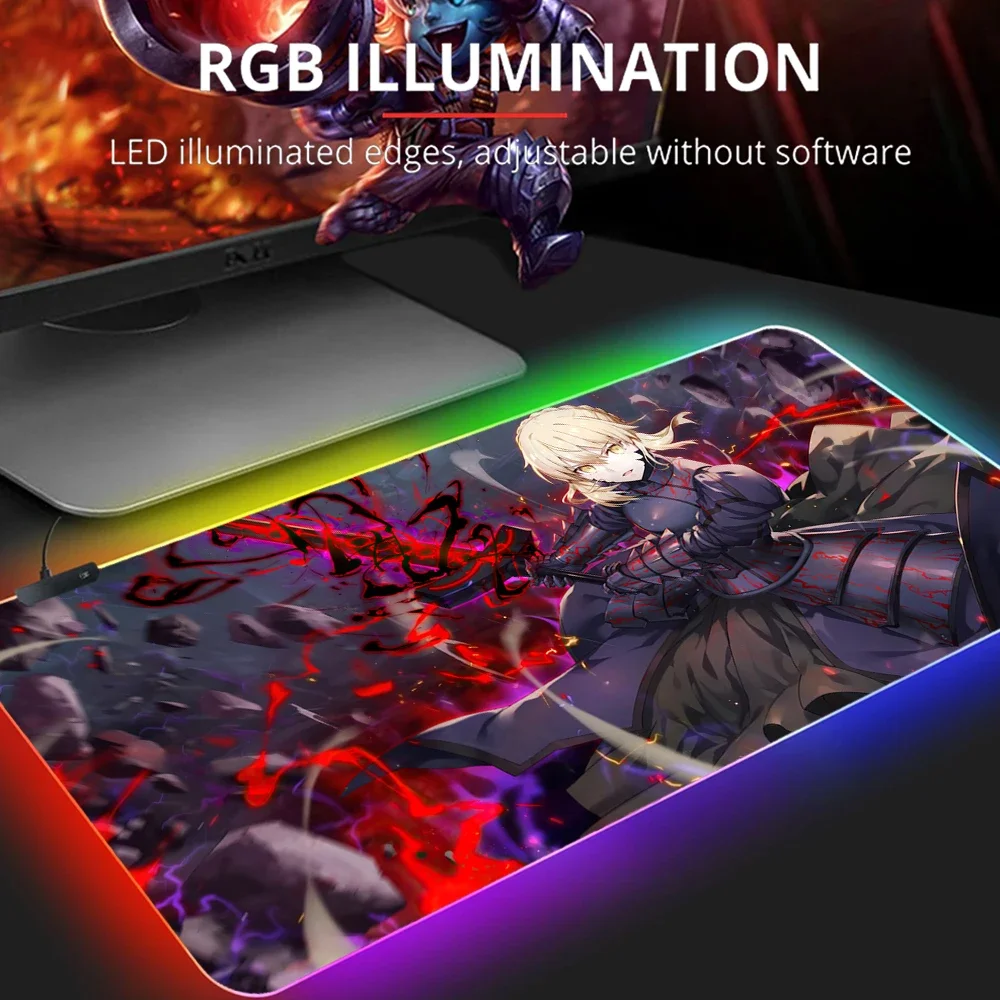 RGB Mousepad Fate Grand Order Mat Brand Logo Mouse Pad Gaming Accessories Gamer Desk Protector Computer Table Deskpad Carpet