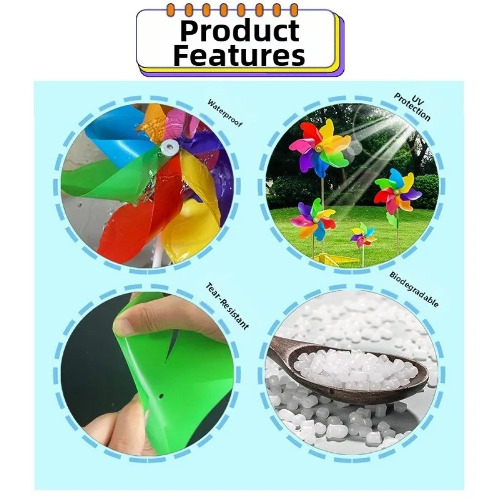 21cm Color Changing Windmill Laser Colorful Dazzling Colorful Printed Heart-shaped Rotating Wind Spinner Garden Yard PVC