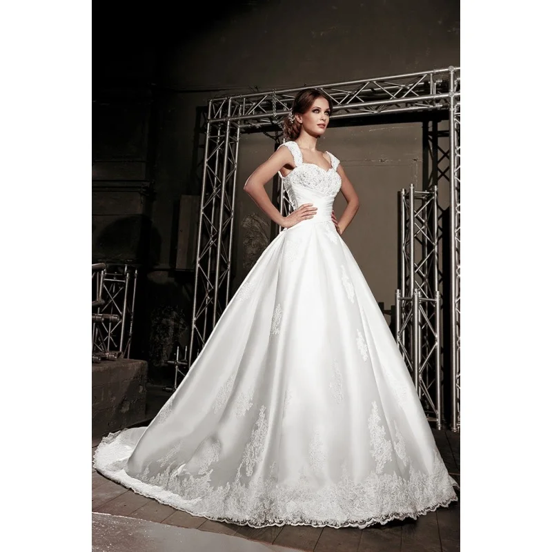 Customized 2026 New Elegant Women's Wedding Dress White Square Collar Strap A Swinging Large Skirt Vestido de Novia