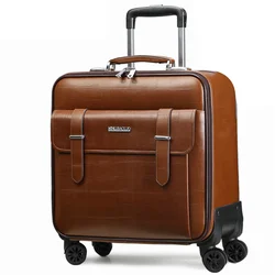 New 16/18/20 inch Travel suitcase with wheels Leather Business waterproof rolling luggage case Male Cabin carry on trolley bag