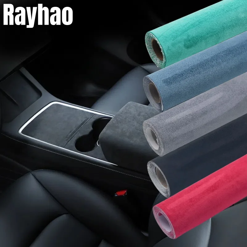 

Plush Fabric Black Suede Car Interior Wrap Self-Adhesive Suede Fabric for Auto Decoration Workbench Panel Ceiling DIY Crafts