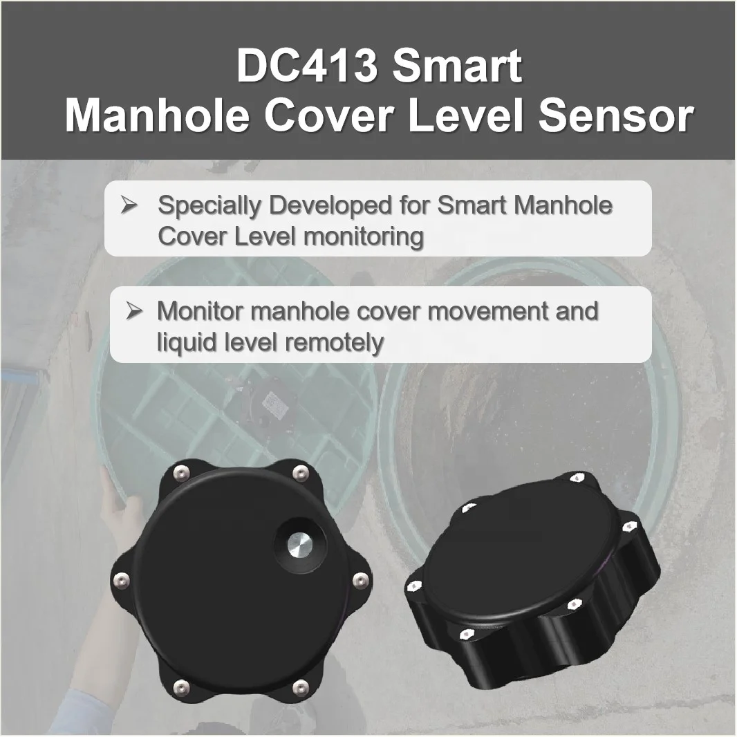DC413 Smart IoT Wireless 4G LTE Manhole ABS Full Alarms Detection Cloud Monitoring Ultrasonics Low Price Level Sensor