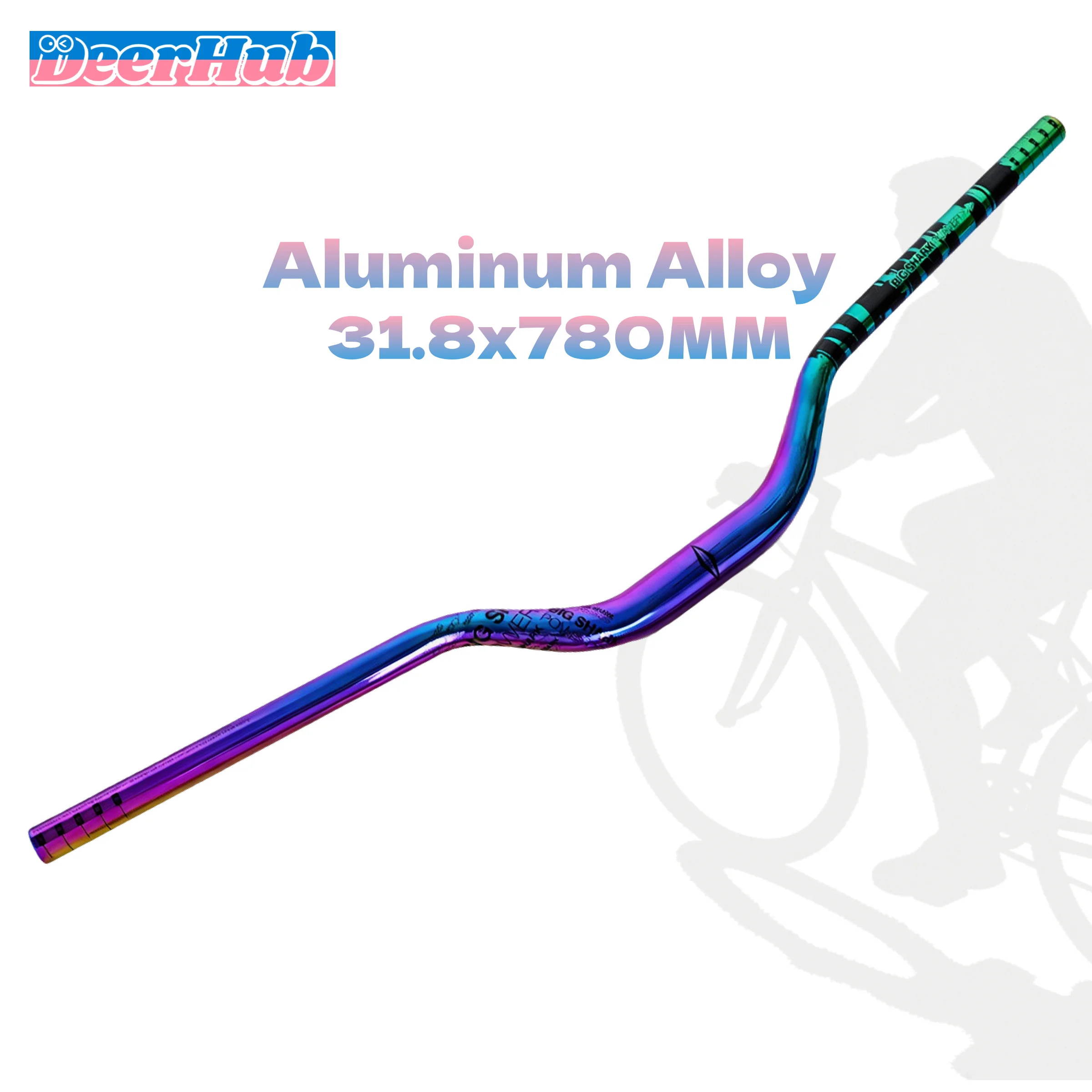 Aluminum Alloy MTB Wide Riser Handlebar 31.8mm 780mm Iridescent Plating Lightweight by DeerHub