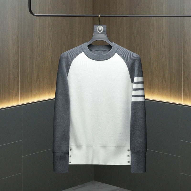 

Новинка 2025, мужской модный цветной вязаный свитер, повседневный круглый Ne Thiened, осенне-зимний модный свободный крой, длинный свеч