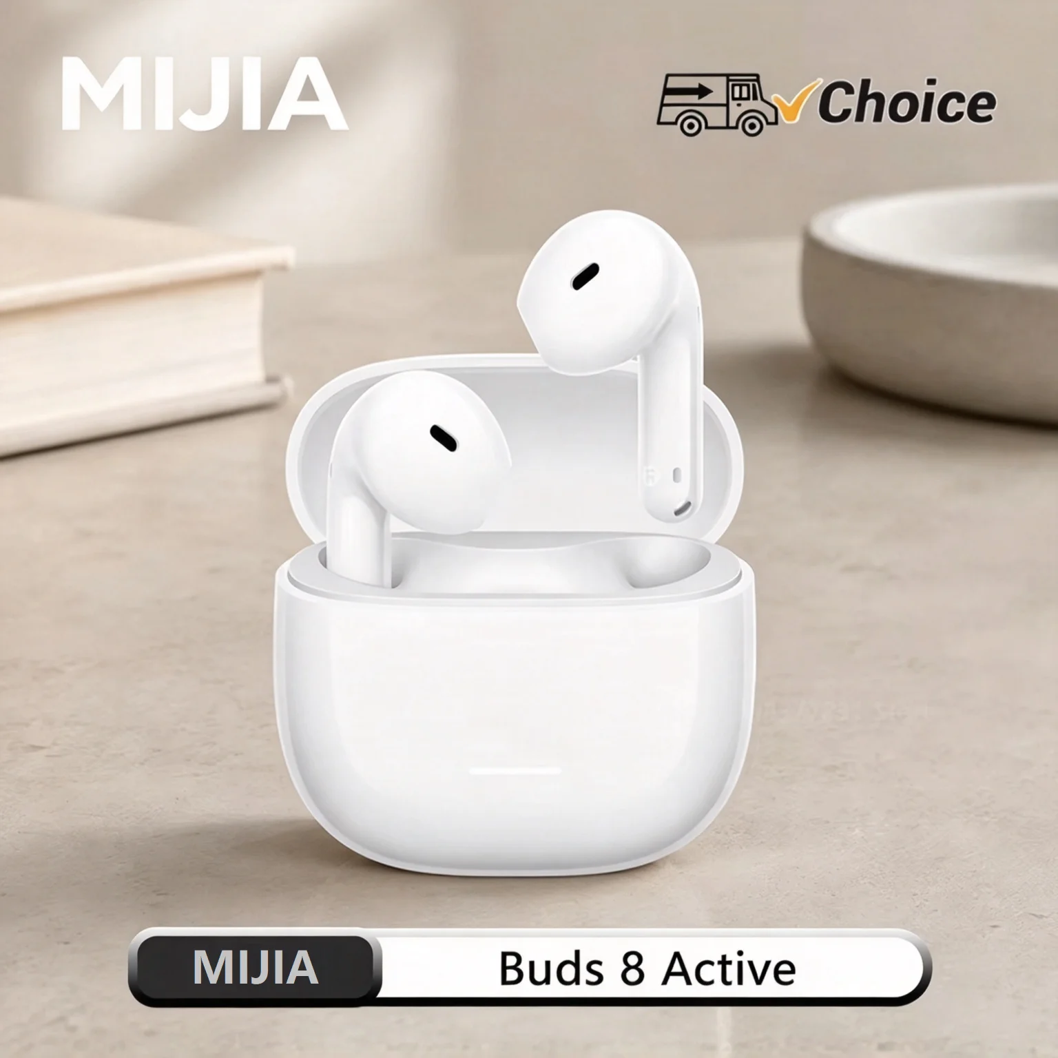 MIJIA Buds 8 Active TWS Earphones 10Min Fast Charging 2H Playback 37H Battery Dual Device Bluetooth 5.4 Type-C AAC SBC CN