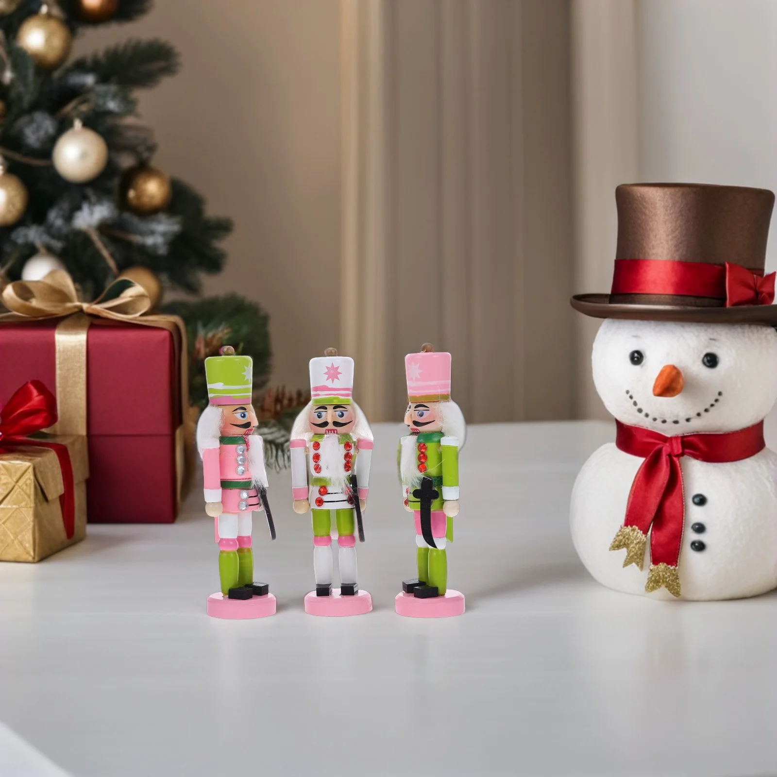 

3Pcs Nutcracker Hanging Decorations Wooden Christmas Soldiers Miniature Traditional Ornaments for Tree Tabletop Holiday