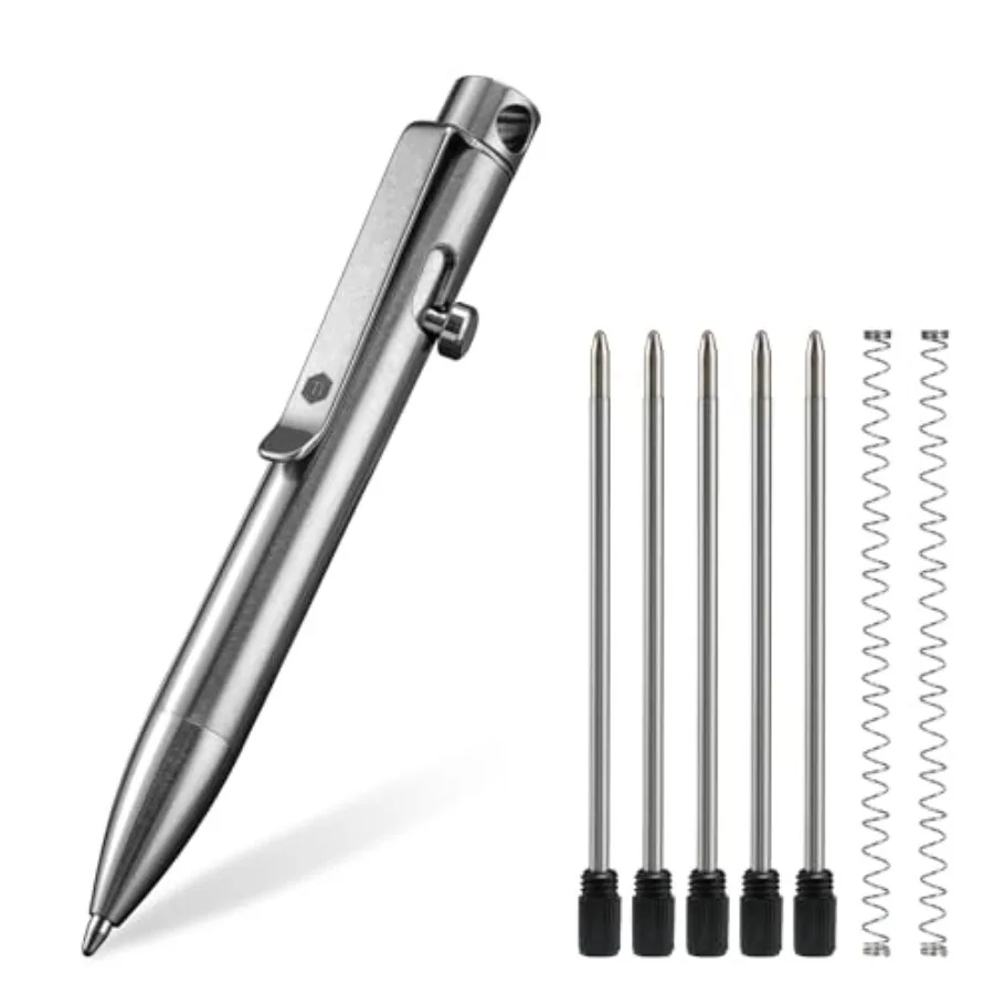 

Bolt Action EDC Pen with Clip Titanium Pocket Ballpoint Pen for Everyday Carry