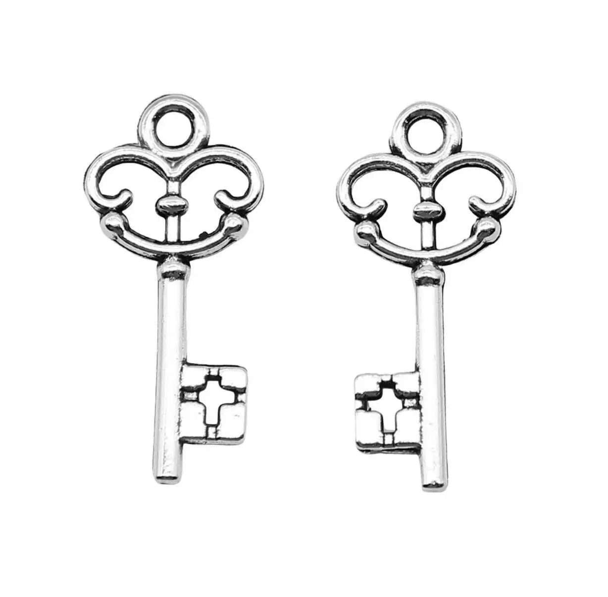 

50pcs 23*10mm Zinc alloy metal key shaped pendants for jewelry findings HW3075