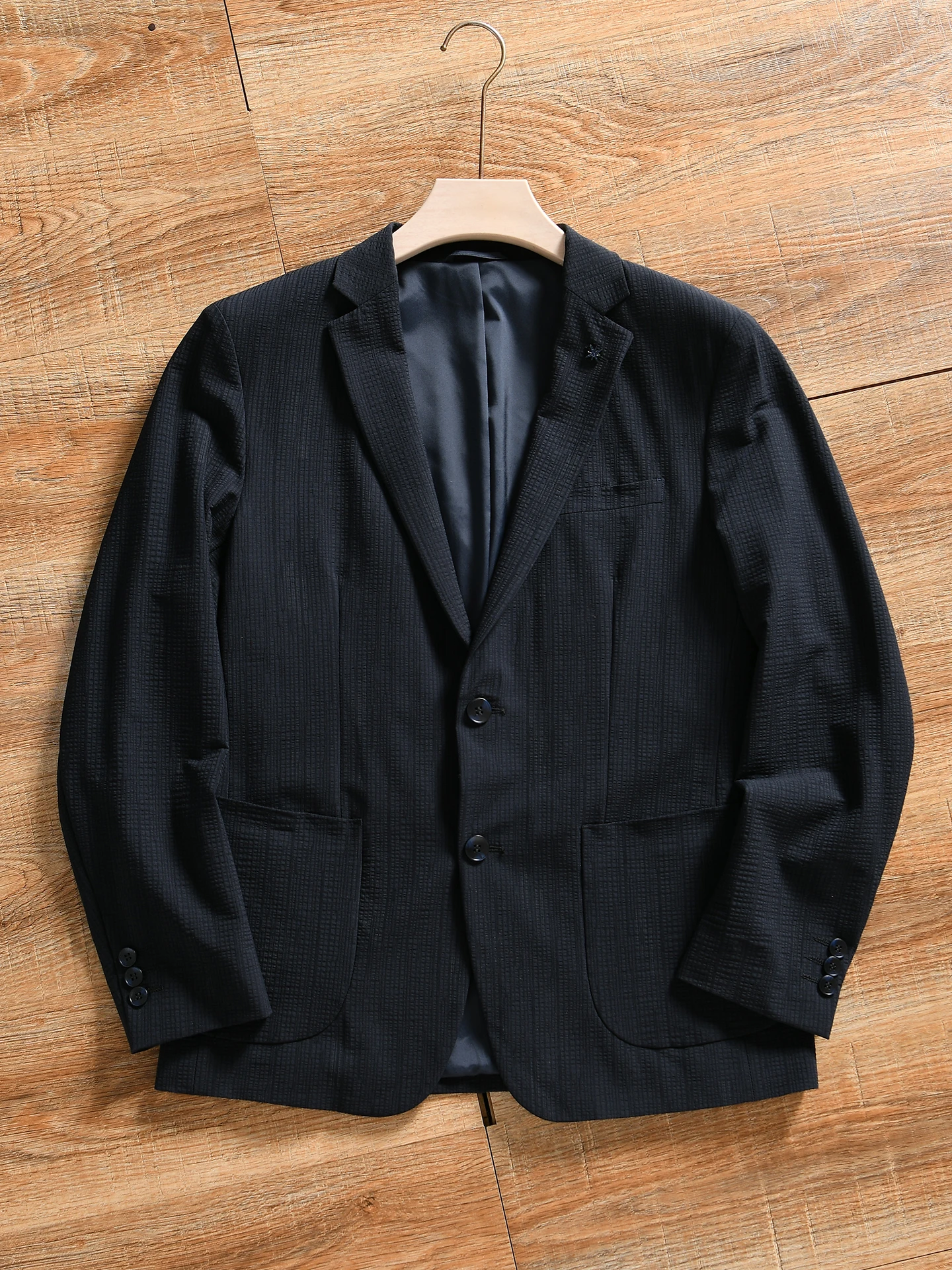 Men's Business Casual Lightweight Bubble Cloth Texture Jacket Quick Dry Breathable Spring Autumn Seasonal Fashion Outerwear