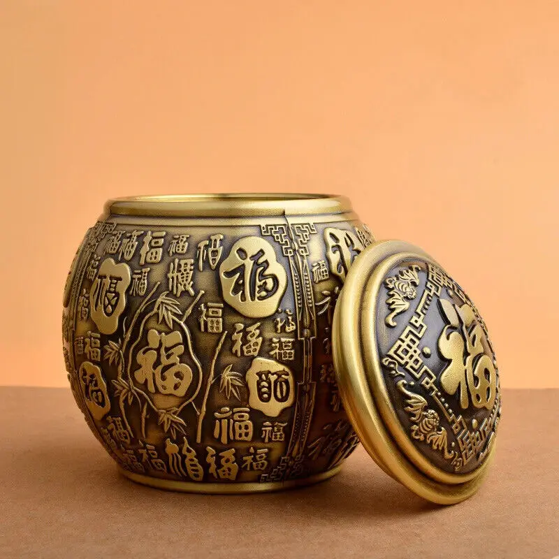 

Chinese Baifu Cornucopia Tea Can Storage Tea Container Candy Home Decor