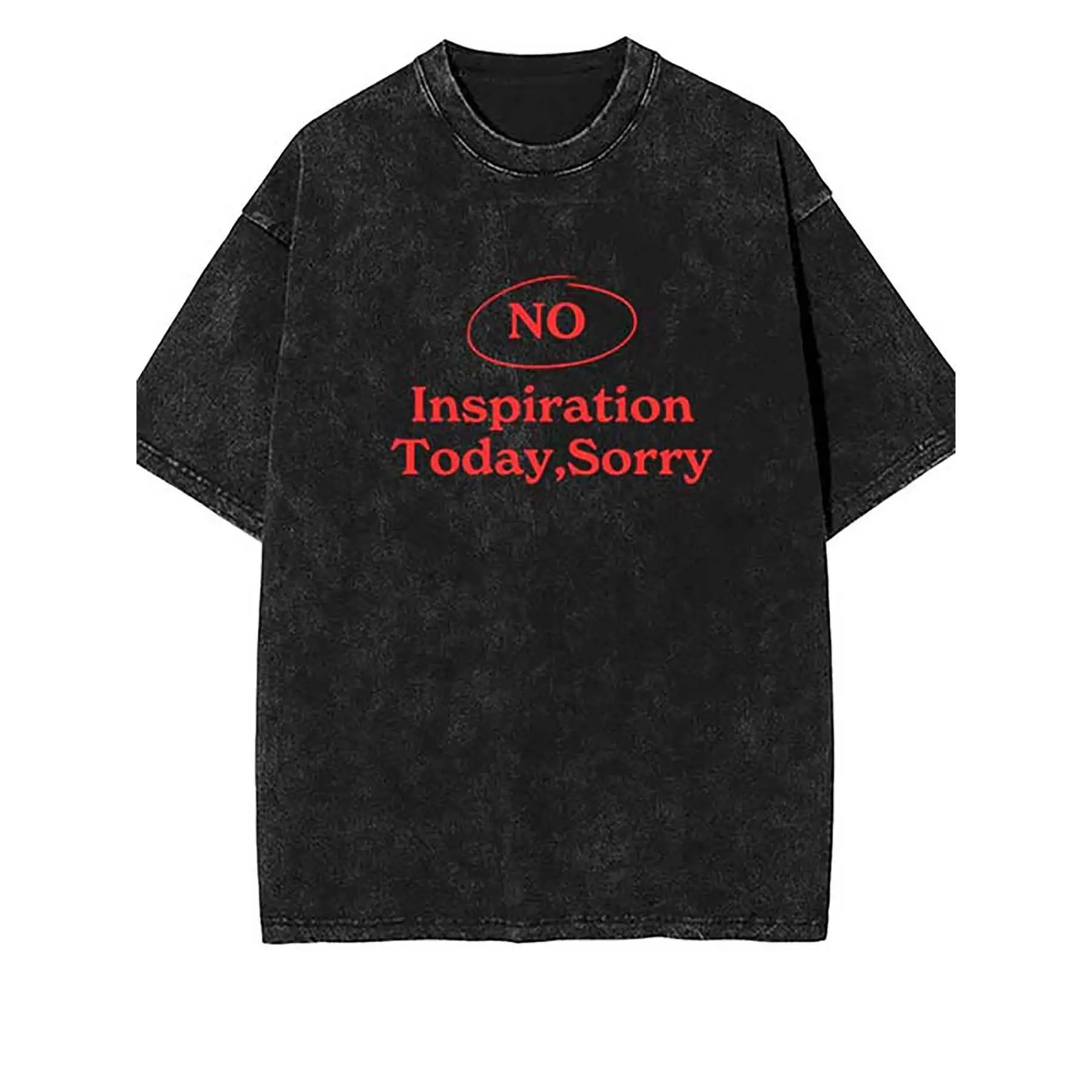 

Funny T-Shirt "No Inspiration Today" Unisex Washed Retro Humor Graphic Tee Sarcastic Quote Grunge Cotton Top Gift