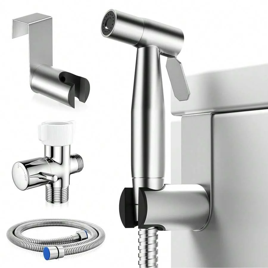 

Handheld Toilet Bidet Sprayer For Toilet-Adjustable Water Pressure Control With Bidet Hose For Feminine Wash, Stainless Steel B