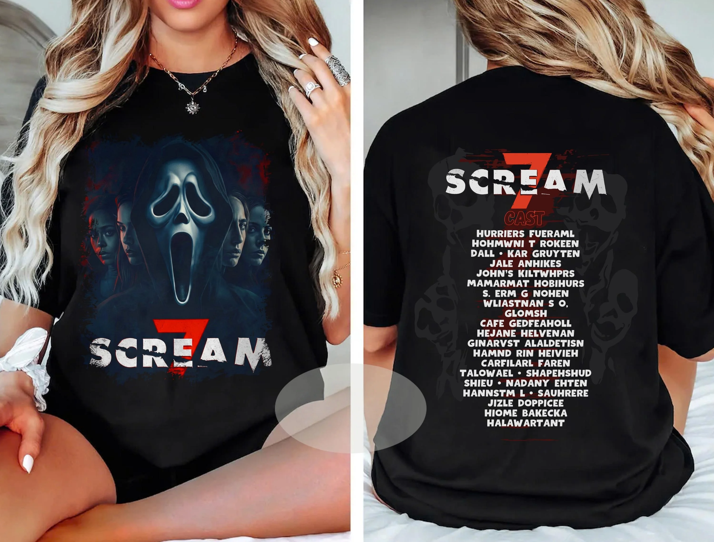 2026 Scream 7 Cast Tour Retro T-shirt for Men and Women Summer Pure Cotton Clothing Fashion Gothic Short Sleeved T Shirt