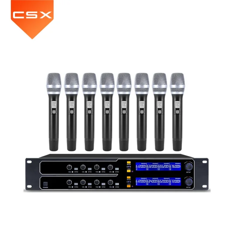 CSX Cheap Wholesaler UHF Professional Wireless Microphone Ssystem 8 Channels UHF Wireless Microphone System For Shure PA System