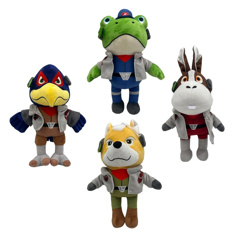 Set de Peluches de Star Fox: Fox McCloud, Falco Lombardi, Peppy Hare, Slippy Toad, Muñecos de Peluche, Figuras de Juego, Colección, Regalo para Niños