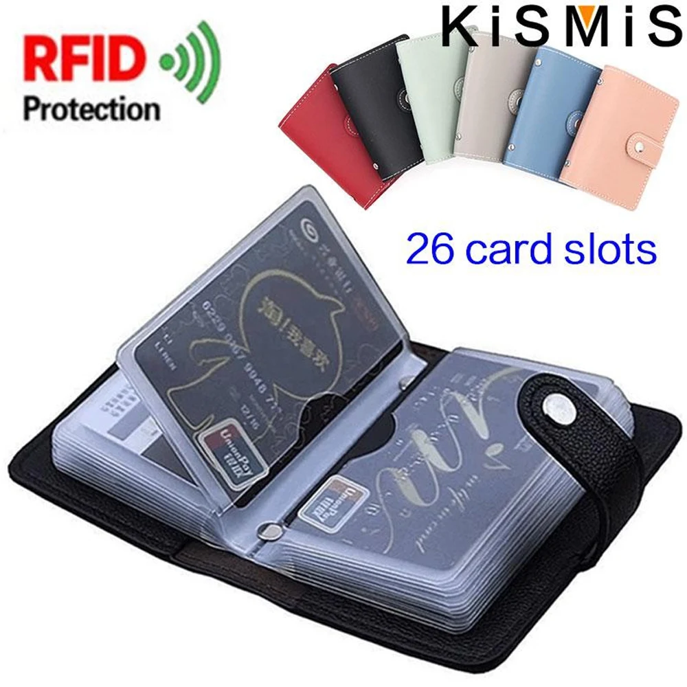 KISMIS Convenient Practical PU Leather Business Card ID Holders Bag with 26 Slots