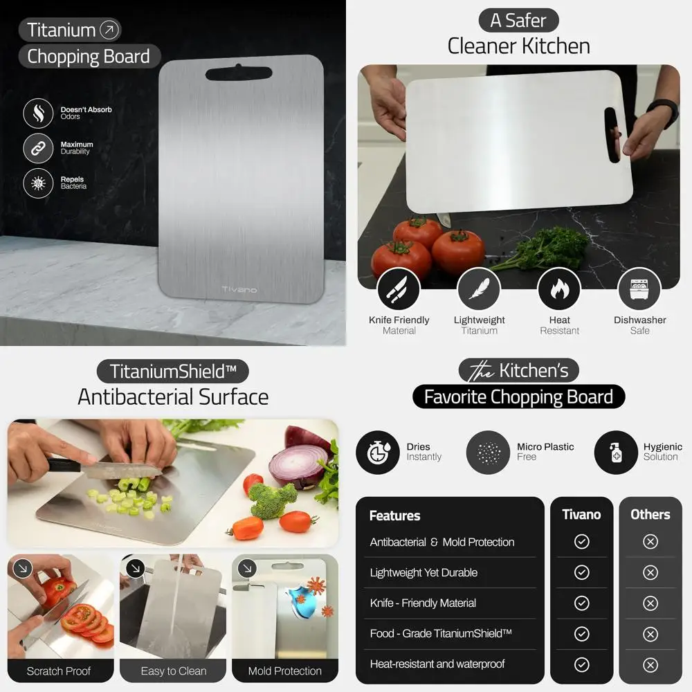 

12x8 TitaniumShield Metal Cutting Board | Ultra-Durable, Dishwasher Safe, Heat Resistant, Odorless, Stain-Resistant, Knife-Frien