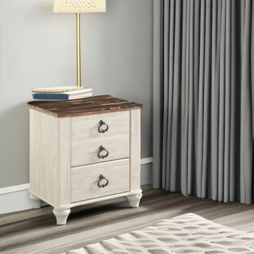

25.67" Nightstand, 2 Drawer Nightstands with USB Charging Ports, wood nightstand, easy to assemble, for Bedroom Living