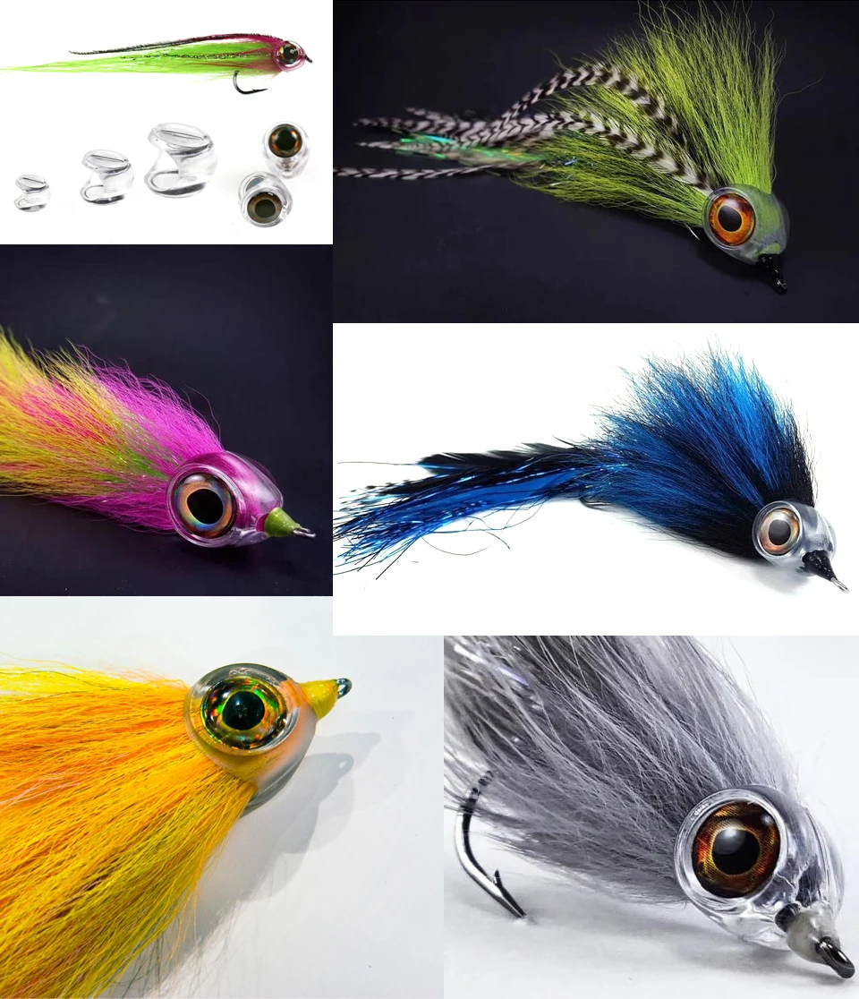 30 Stück 3 Größen Fliegenbinde-Fischschädelmasken mit 3D-Augen für die Herstellung von Streamer-, Hecht-, Barsch-, Forellenködern, Salzwasser-Fliegenbindematerial – Detail 4