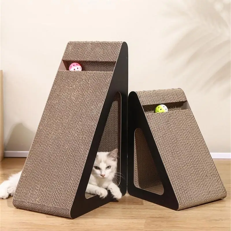 

Cardboard Cats Scratching Board Toy With Rotating Teaser Ball Toy For Indoor Boredom Cats Engagement Furniture Protective