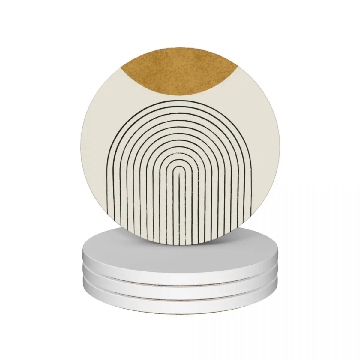 

Arch Balance Gold - Mid century modern Ceramic Coasters (Set of 4) kawaii anti slip Coasters