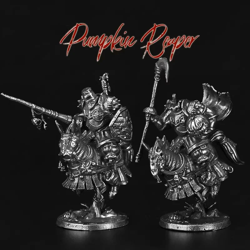 Cupronickel Pumpkin Reaper Miniature, Halloween Tabletop Game Piece, Collectible Metal Soldier Model for Car Decor &Holiday Gift