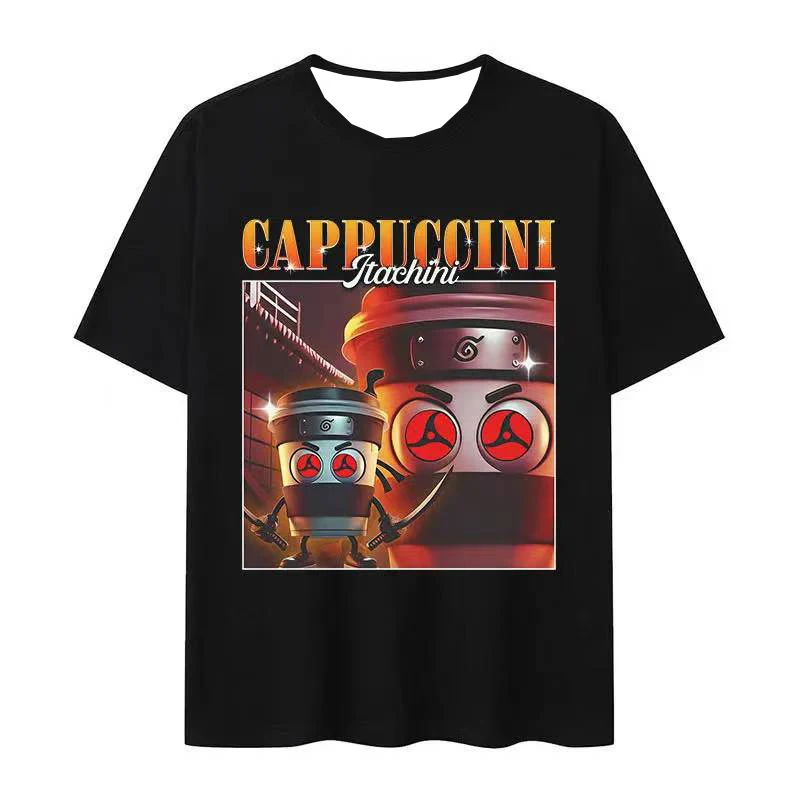 

2025 итальянская футболка Brainrot Funny Cappuccino Assasino Meme для мужчин и женщин, кавайная футболка с короткими рукавами, летние футболки с круглым вырезом