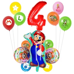 14pcs Cartoon Super Mario Theme Helium Balloons Set Anime Luigi Mario Latex Globos Children Birthday Party Decor Boys Baby Showe