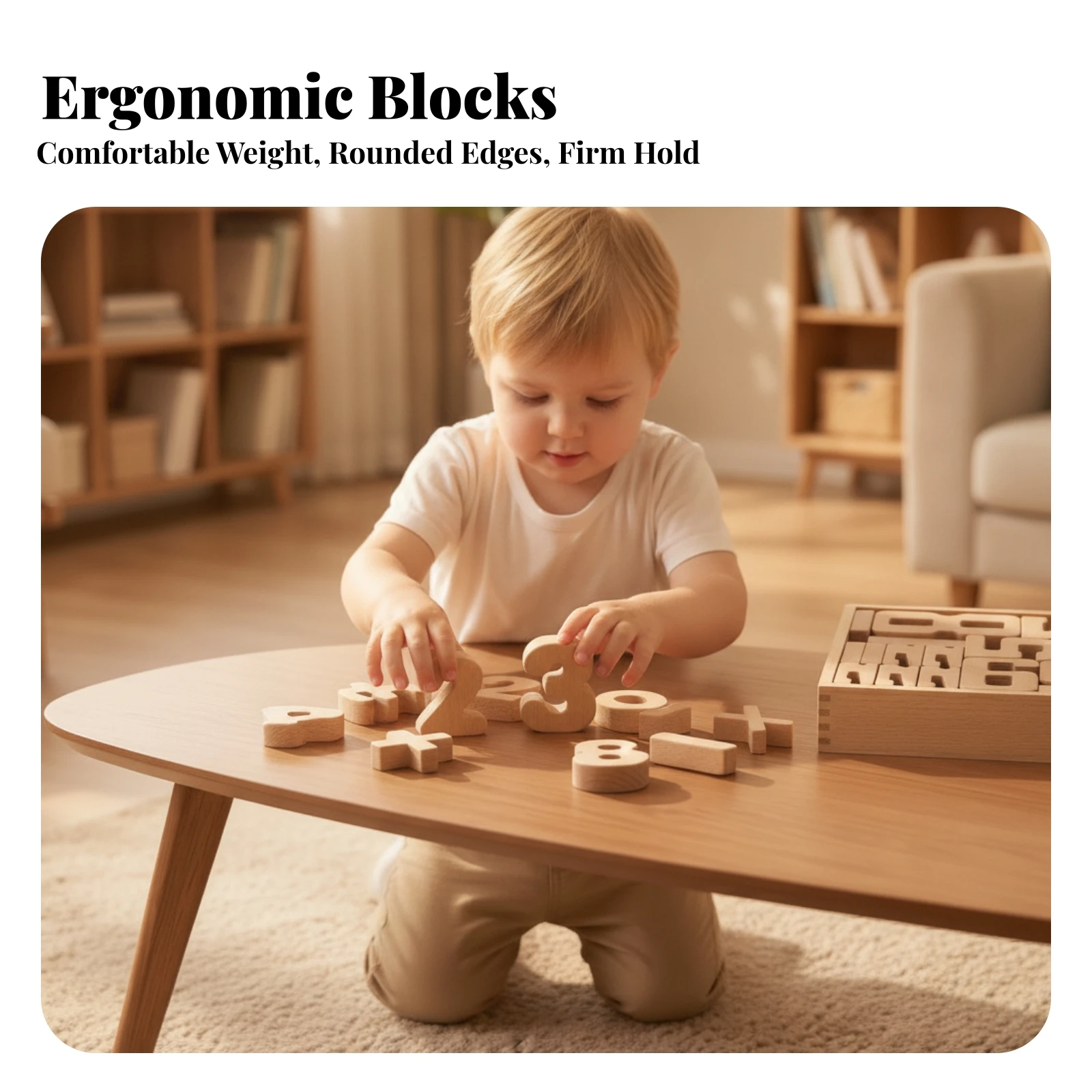 Wooden Number Blocks Preschool Number Blocks Math Toy Long-Lasting Sturdy for Preschoolers, Classroom