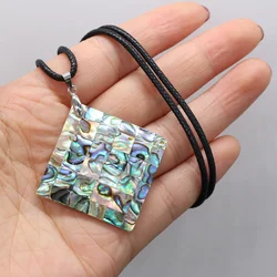 Natural The Mother Of Shell Necklace Abalone Pendant Leather Cord 2MM Charms For Elegant Women Love Romantic Gift