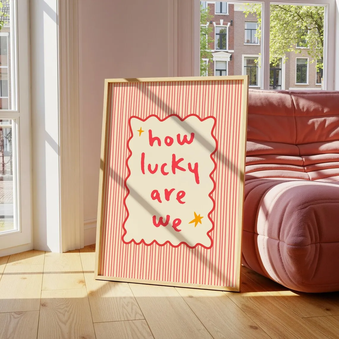 How Lucky Are We With Retro Fashion Stripes Wall Art Prints Canvas Painting Poster Picture For Living Room Bedroom Home Decor