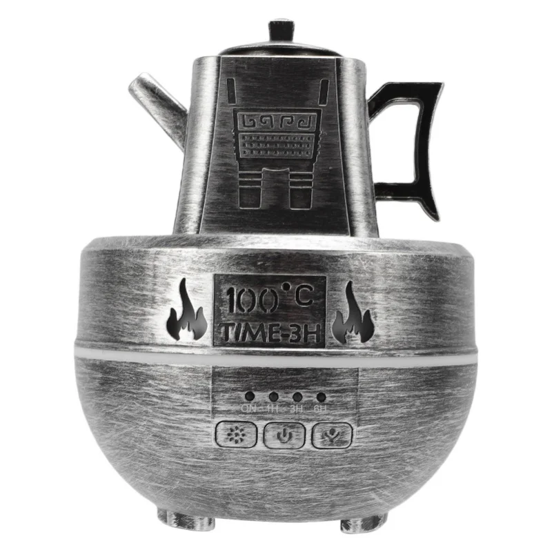 Oil Diffuser With Colorful Lights Teapot Shaped Fragrance  Aromatherapy Diffuser Humidifier For Home Decor Antique Bronze/Silver