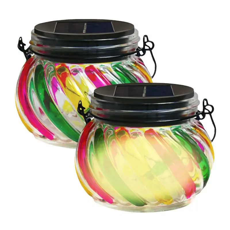 

LED Solar Night Light Crack Ball Glass Jar Wishing Lamp Outdoor Solar Powered Globe Lighting, Waterproof Rainbow Jar Warm Night