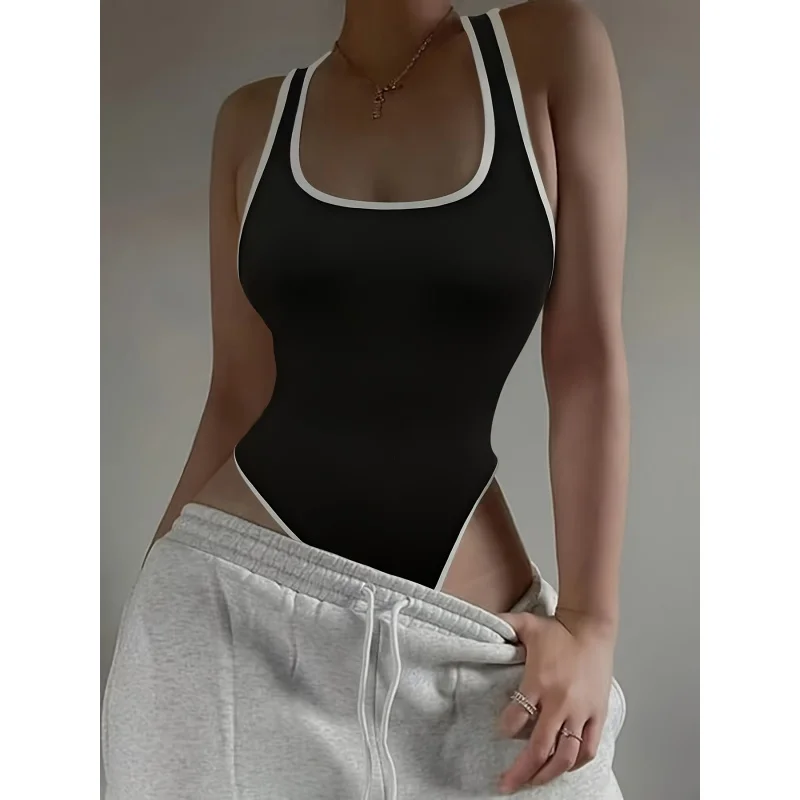 Casual Color Block Bodysuit
