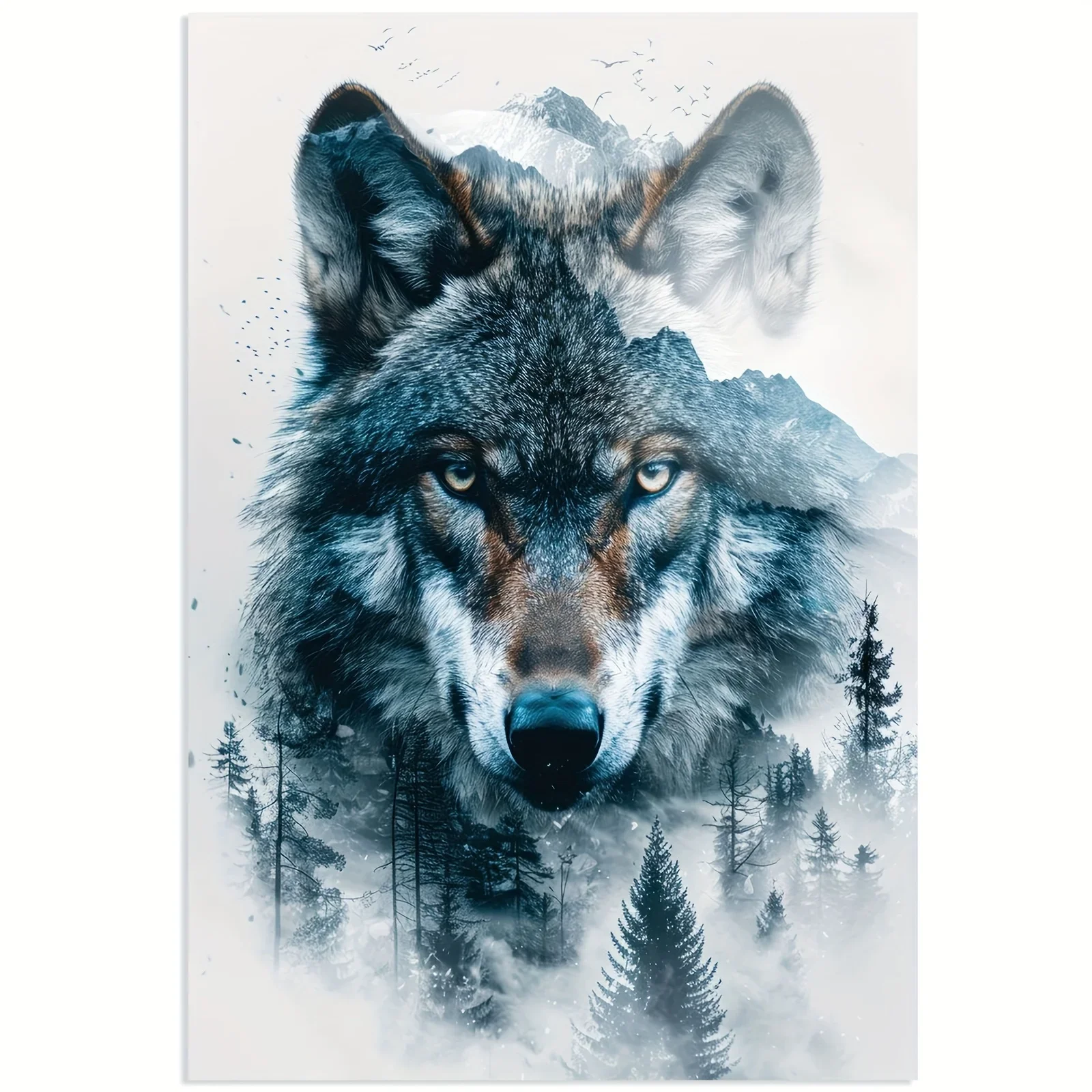 1PC Large-sized frameless canvas paintings,1pc Frameless Canvas Animal Poster, 12x18 Inch Wolf Portrait for Bedrooms, Living Roo