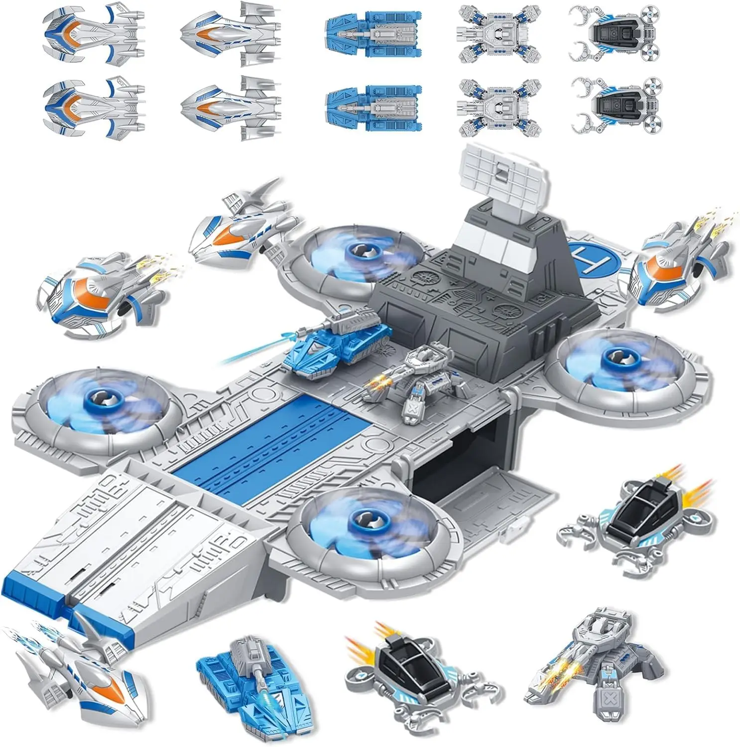 

FANDAO большой космический корабль, детский космический линкор, набор игрушек с космическим кораблем, боевиками, танками, исследовательской машиной для игр и мероприятий