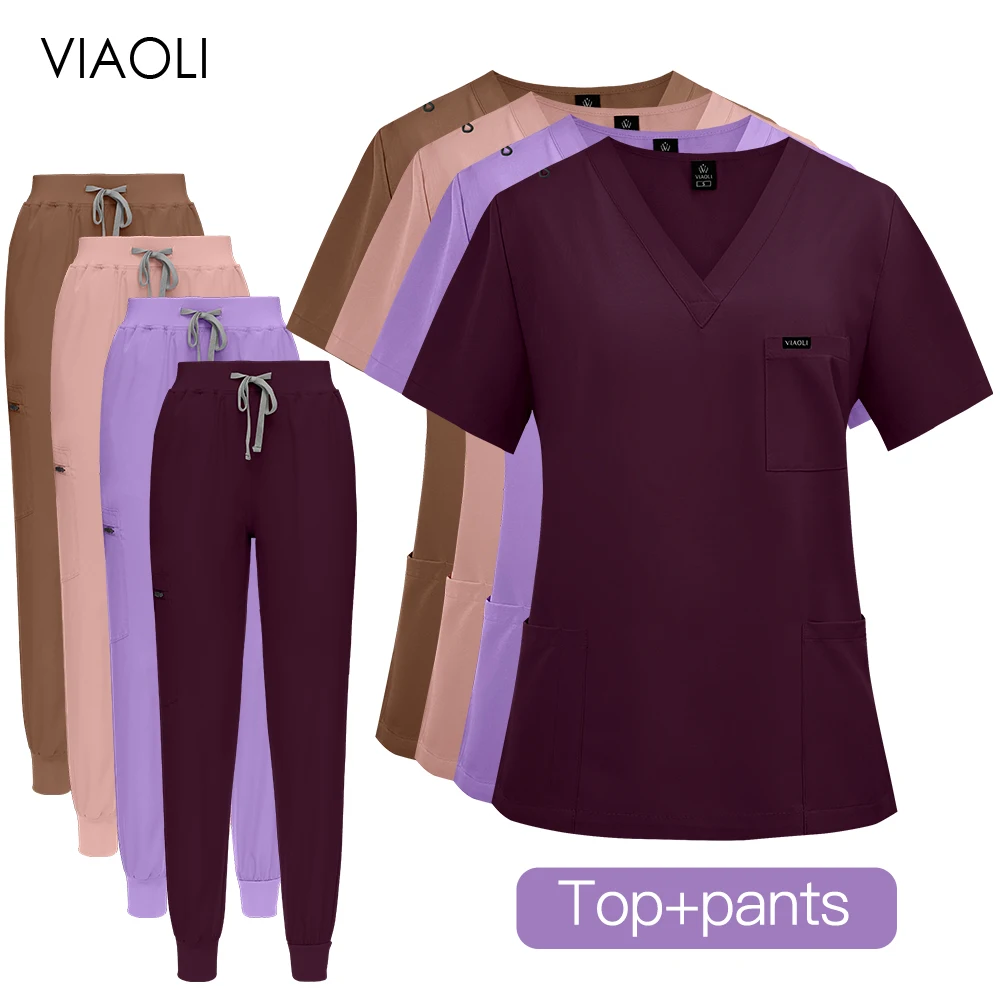 

Хирургические халаты для операционной, униформа медсестры для медицинского врача, женская и мужская рубашка с v-образным вырезом, брюки для бега, больничный аптечный комплект, аксессуары