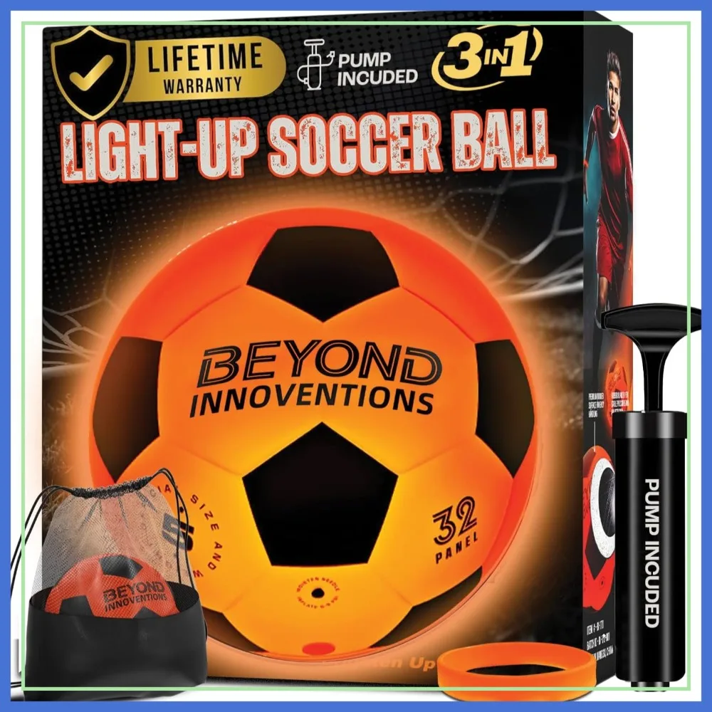 

Glow in the Dark Soccer Ball Size 5 with LED Lights for Night Play