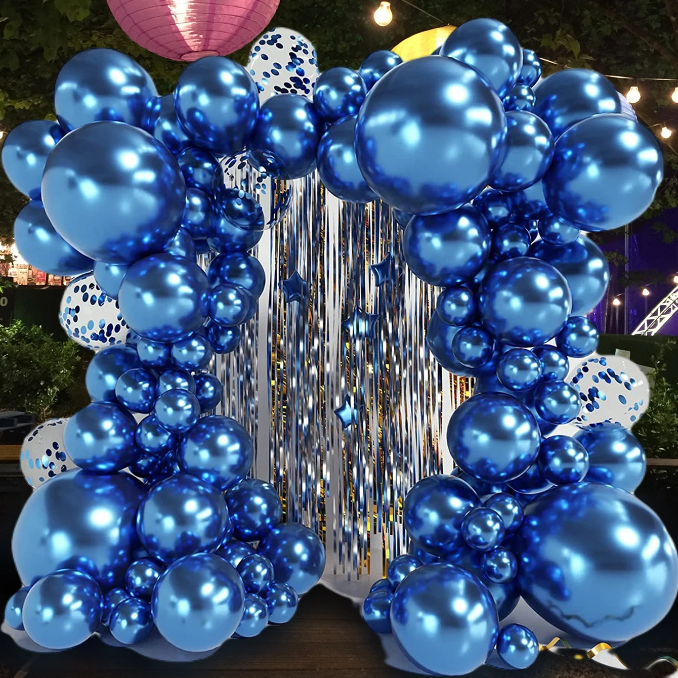 107pcs - Wedding Birthday Blue Balloon Chain Arch Outdoor Opening Wedding Ins Style Decoration Scene Layout