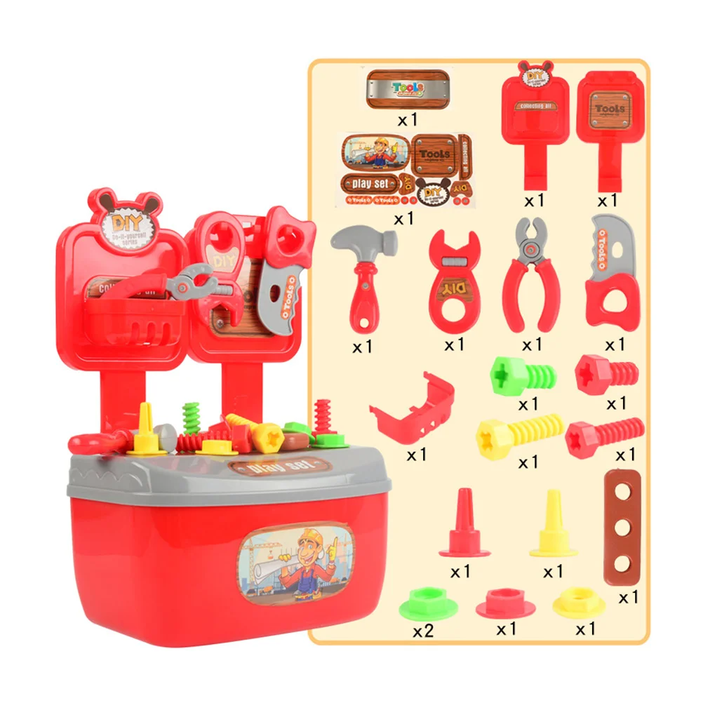 22 stücke kinder Spielen Haus Toolbox Spielzeug Tragbare Toolbox Set Pretend Spielen Reparatur Tools Kit Demontage Reparatur und Wartung Zu